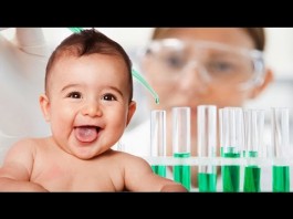 Baby and Scientist on background