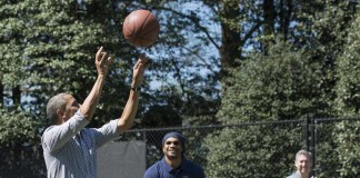 President Barack Obama Playing Basketball