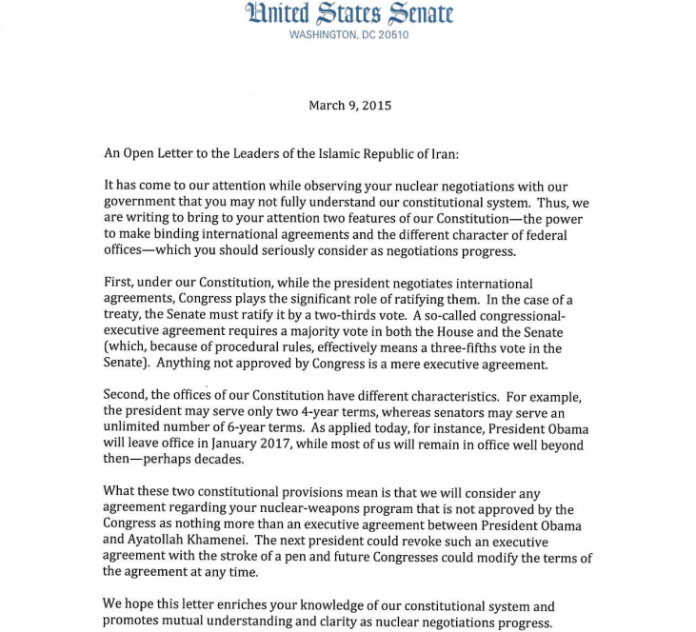 United States Senate Islamic Republican Letter