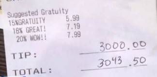 NY Waitress Received 3000 Dollar Tip
