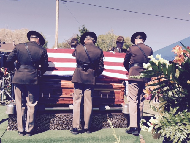 Casket with flag