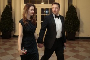Elon Musk, co-founder and chief executive officer of Tesla Motors Inc., right, and Talulah Musk on February 11, 2014. Photo by Andrew Harrer/Pool/UPI | License Photo