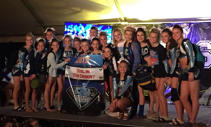 Mac's S5 placing 3rd at Spirit Sports National Competition in Palm Springs and receiving their bid to Worlds. Photo Courtesy of Janet Hirshberg Facebook 