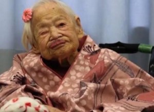 Misao Okawa was recognized her as the world’s oldest living person in 2013 by Guinness World Records. Photo courtesy YouTube/Daily News.