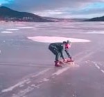 ice skating with a chainsaw