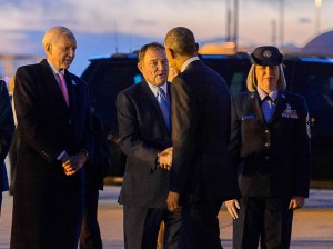 Trent Nelson  |  The Salt Lake Tribune President Barack Obama greets Utah Governor Gary Herbert after landing at Hill Air Force Base, Thursday April 2, 2015.