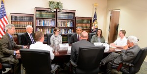 President Barack Obama meets with high ranking leaders from the LDS Church