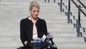 Elizabeth Smart speaks on the steps of Utah State Capitol. Photo: Gephardt Daily 