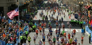 Boston Marathon Kissed by Woman