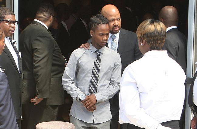 Dorian Johnson, 22, leaves the funeral for Michael Brown last August. File Photo by Bill Greenblatt/UPI | License Photo