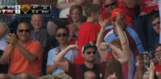 Phillies Fan Catches Foul Ball with Baby