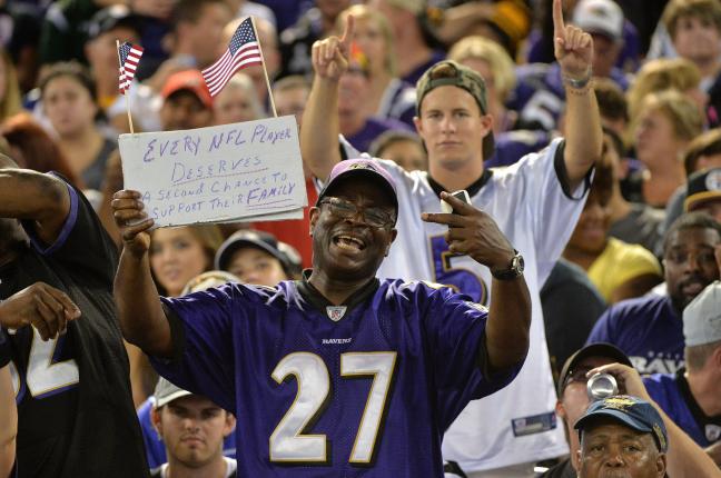 Baltimore Ravens Fan Holding Sign