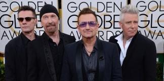 U2 during appearance at Golden Globe Awards