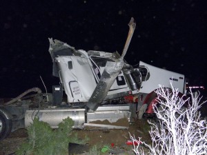 A semi-truck overturned in Duchesne County spilling 12,000 gallons of crude oil.  Photo: Utah Highway Patrol 