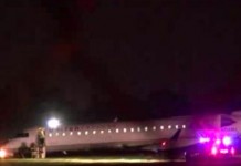 Plane Skids off Runway