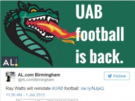 UAB Football is Reinstated