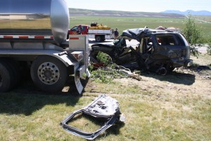 Five Utah State University students severely injured in Friday afternoon semi-truck accident. - Photo: Utah Highway Patrol