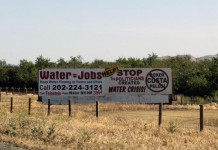 Sign Expressing Displeasure on Farm Land Water Policy
