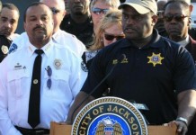 Hinds County Sheriff Tyrone Lewis at Lectern
