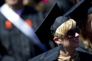 A graduate attends the 2012 Virginia Tech graduation ceremony at Lane Stadium on the campus of Virginia Tech University in Blacksburg, Virginia on May 11, 2012. A new study from NYU and affiliates suggest a correlation between longer life expectancy and post-secondary education. Photo by Kevin Dietsch/UPI