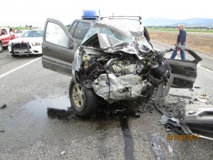 Scene of a fatal wrong-way crash Wednesday morning on I-15 outside Fillmore. Photo: Utah Highway Patrol
