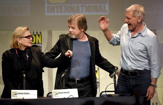 Carrie Fisher, Mark Hamill and Harris Ford