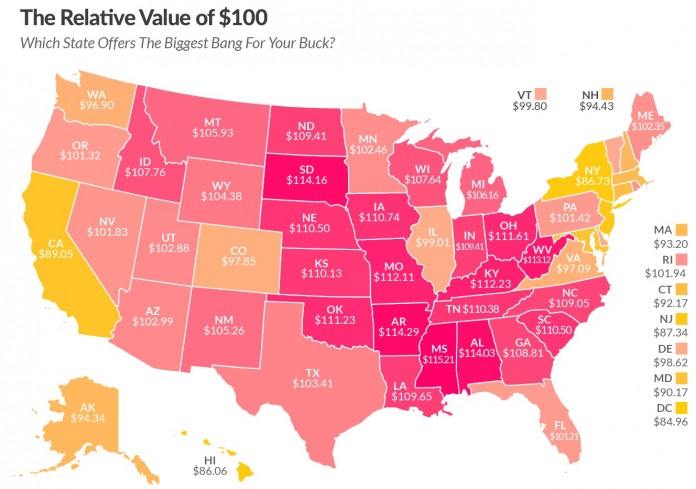 state by state 100 Dollar Bill Value