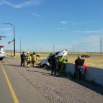 South Jordan Car Crash Lands on Concrete Barrier