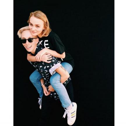 Lily-Rose Depp with photographer iO Tillett Wright. The teenager came out on the LGBTQ spectrum by posing for Wright's latest project. Instagram/iO Tillett Wright