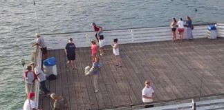 Fisher Man Hooks Flying Drone in San Diego