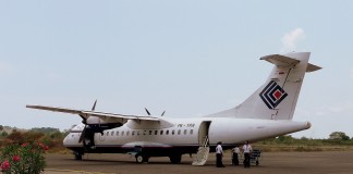 Trigana Air Service ATR 42-300 double-propeller airplane