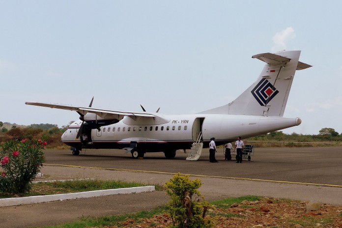 Trigana Air Service ATR 42-300 double-propeller airplane