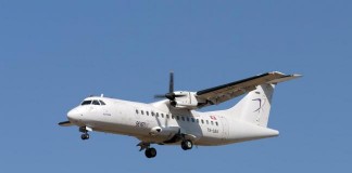 Trigana Air Service ATR 42-300 double-propeller airplane