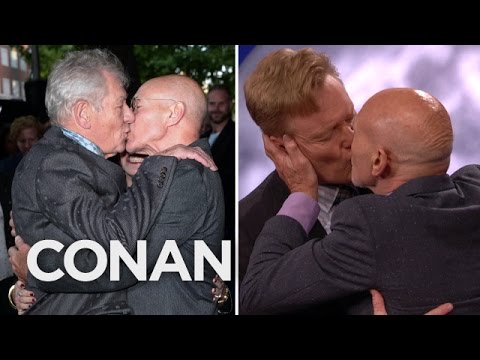 Patrick Stewart Kisses Conan O'Brien