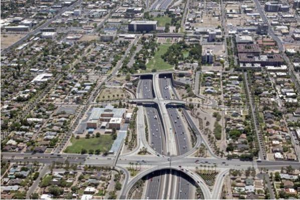 Aerial View of I-10 Freeway in Phoenix Arizona