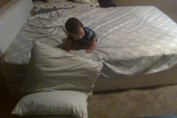Genius Cali Baby Uses Pillows for  Soft Landing