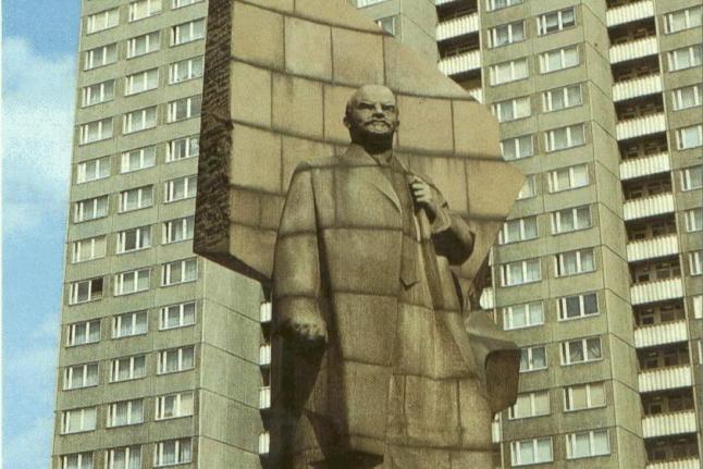 Massive Granite Head of Lenin in Berlin