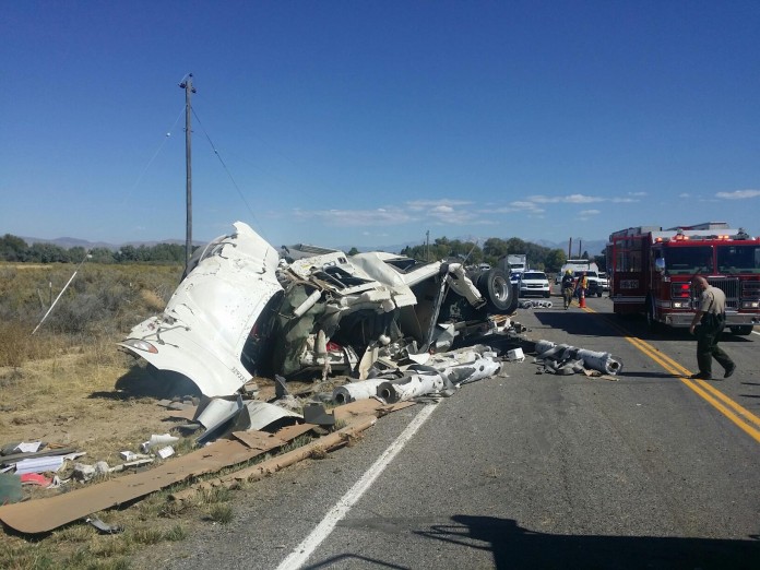 Semi-Truck and Mustang Rollover Accident