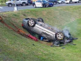 Woman Does Donuts At Intersection, Flips Car