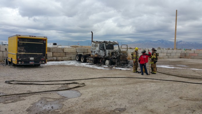 A semi caught fire Wednesday in West Valley City