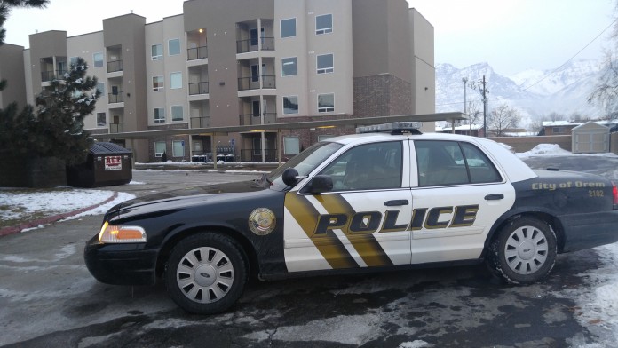 The Orem Police Department responded Monday to an apartment at 1675 S. 400 East, Orem, where a 27-year-old homicide victim was found. A suspect in the incident was involved in a police standoff later at an Eagle Mountain Golf Course. Photo: Gephardt Daily staff