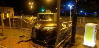 After crashing their car into a metal railing, a British drunk driver attempted to hide from police in a nearby nativity display. Photo by North Yorkshire Police RPG/Twitter