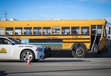 I-15 School Bus Accident - Gephardt Daily Staff Photo