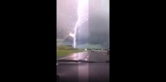 Lightning Strike On Street Light