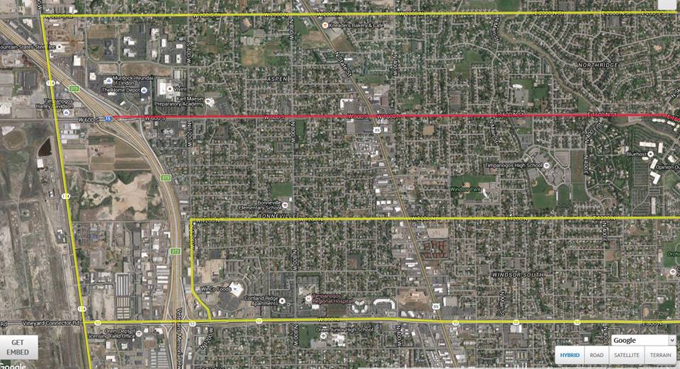 Map of the alternative routes for procession route for Officer Doug Barney's funeral Monday. Photo Courtesy: Orem PD