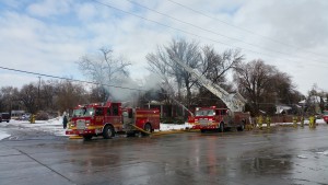 Fire crews battled a two-alarm blaze in an abandoned house at 1250 S. and 900 West Friday morning. Photo: Gephardt Daily/ Kurt Walter