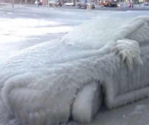 Ice-Encased Car