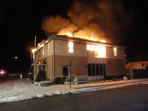 The old Payson Post Office was destroyed in a fire Saturday morning. Photo Courtesy: Payson Fire and Rescue