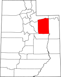 Duchesne County is highlighted in this map of Utah. Source: Wikipedia