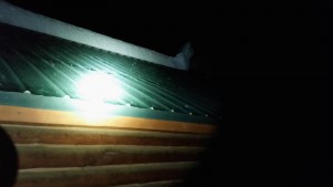 Several feet of snow fell from this cabin roof onto three children below. Photo Courtesy : East Idaho News